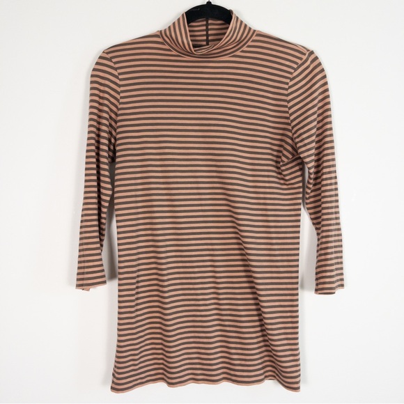 Demylee New York Mock Neck Stripe Pima Cotton Top - Picture 1 of 7